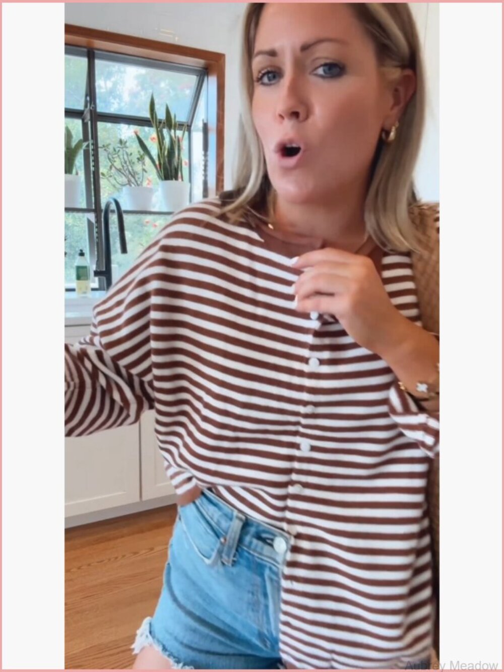 Striped Cardigan Sweater Button Up Knit Open Front - Picture 7 of 7